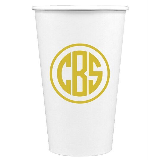 Framed Rounded Monogram Paper Coffee Cups
